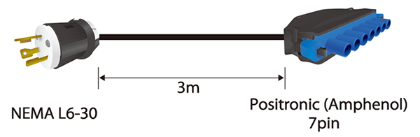 NEMA L6-30, 3m, Positronic (Amphenol) 7pin